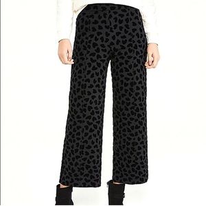 Ann Taylor Flocked Velvet Heart High Rise Wide Leg Crop Pants